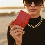 Kartenetui Plus Croco Rot